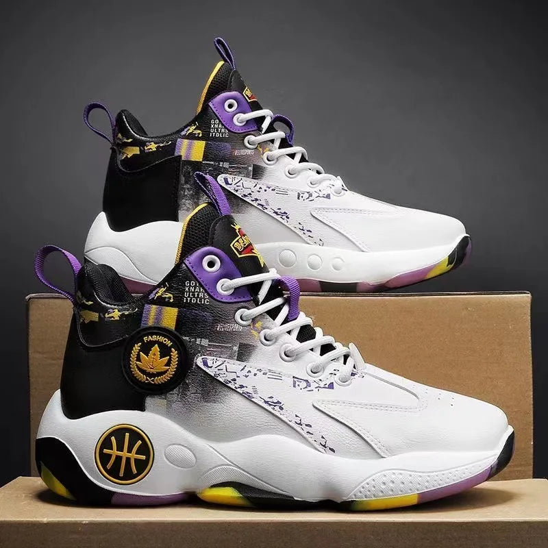 High-top Basketball Shoes Men's Summer New Thick-soled Height-enhancing Youth Student Sports Shoes Breathable and Non-slip