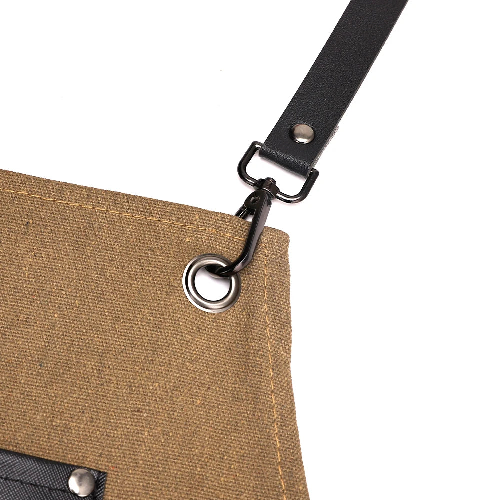 Delantales de barbero, uniforme de cocina para peluquero, delantal impermeable de tela con bolsillo para salón de barbería