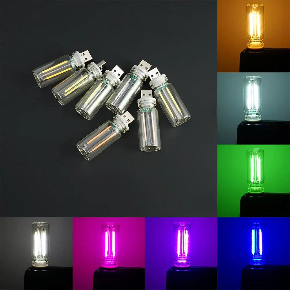 Decora herramientas USB táctil Control noche LED Luz Ambiente Lámpara incandescente Filamento LED Bombilla Decoración de dormitorio DIY