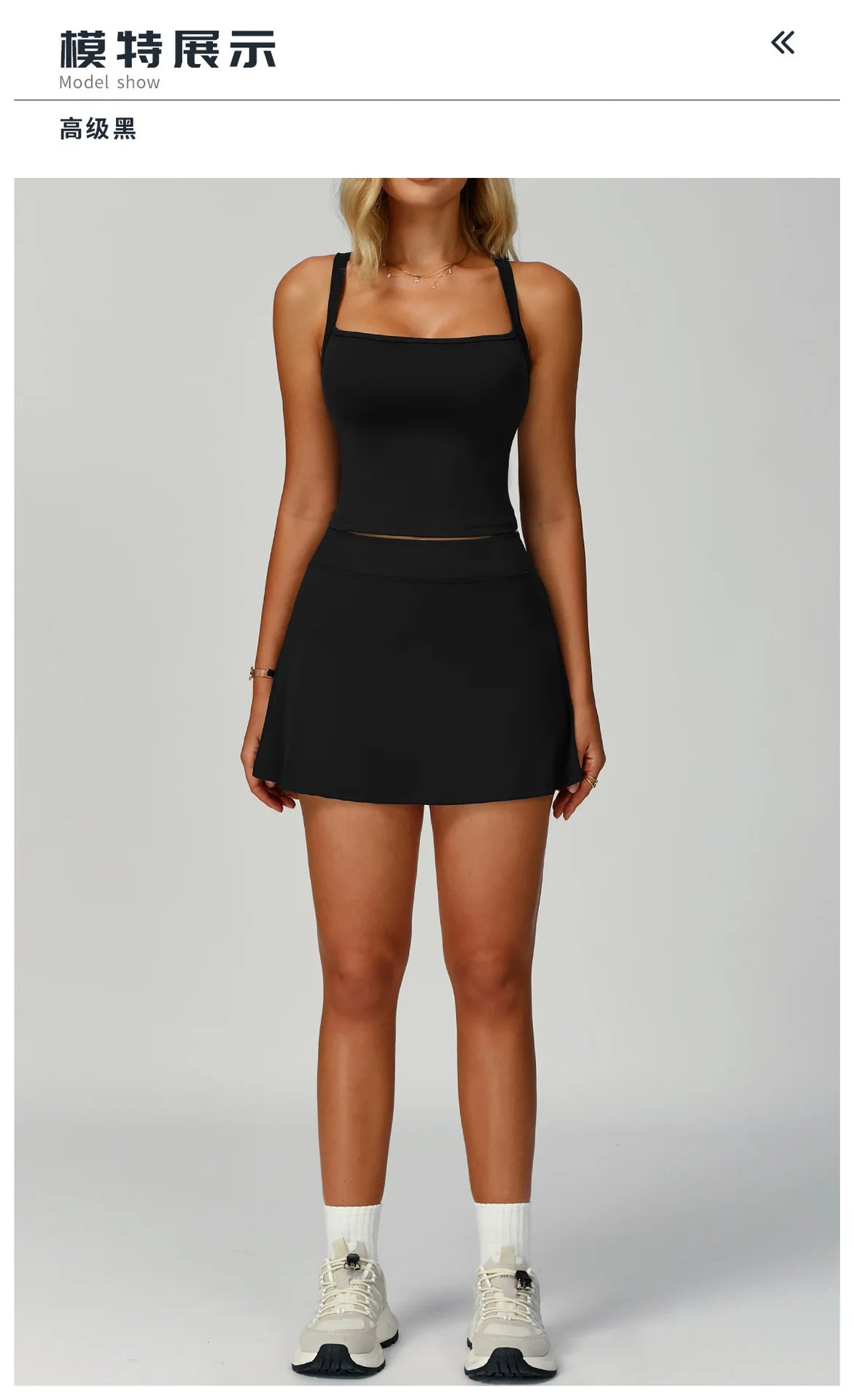 Conjunto de camiseta y falda de tenis para mujer, ropa deportiva de verano, bádminton, golf, yoga, correr al aire libre, color negro, blanco, rosa.