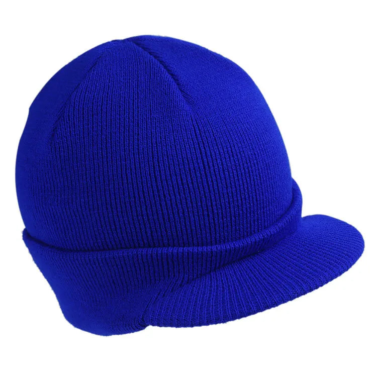 Gorro Holgado de Punto de Invierno para Hombre y Mujer, Gorro Grande a la Moda con Visera Estilo Militar, Gorro de Lana Cálido, Gorro de Esquí de Pato de Otoño, de Punto