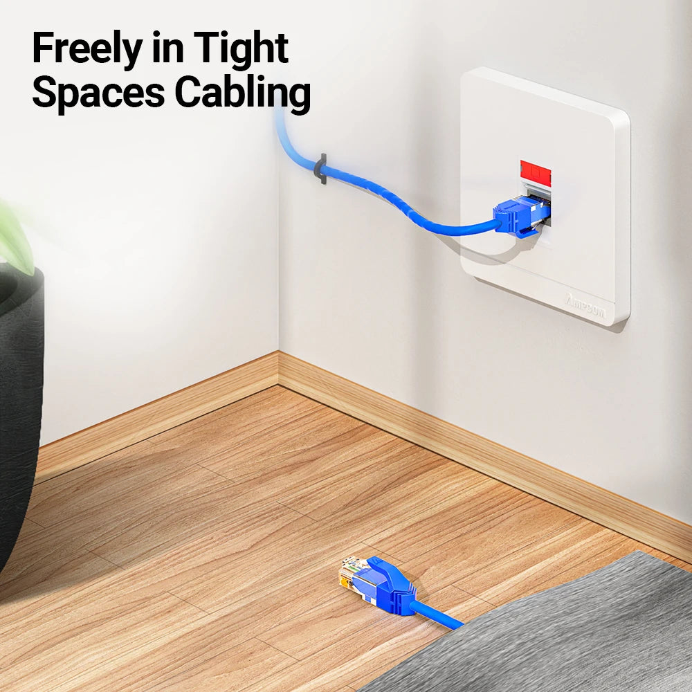 AMPCOM Ethernet Cable, Ultra Thin Cat6 RJ45 Lan Cable UTP RJ 45 Networking Cables Patch Cord for Desktop Computers Modem Router