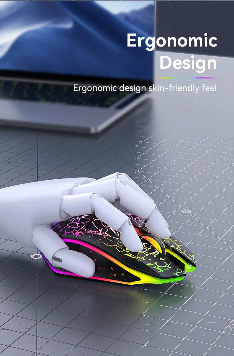 Ratón inalámbrico Bluetooth 5.2, ratón RGB para juegos, ratón silencioso, ratón recargable, ratón de 800-1200-1600 DPI, ratones para PC portátil Macbook