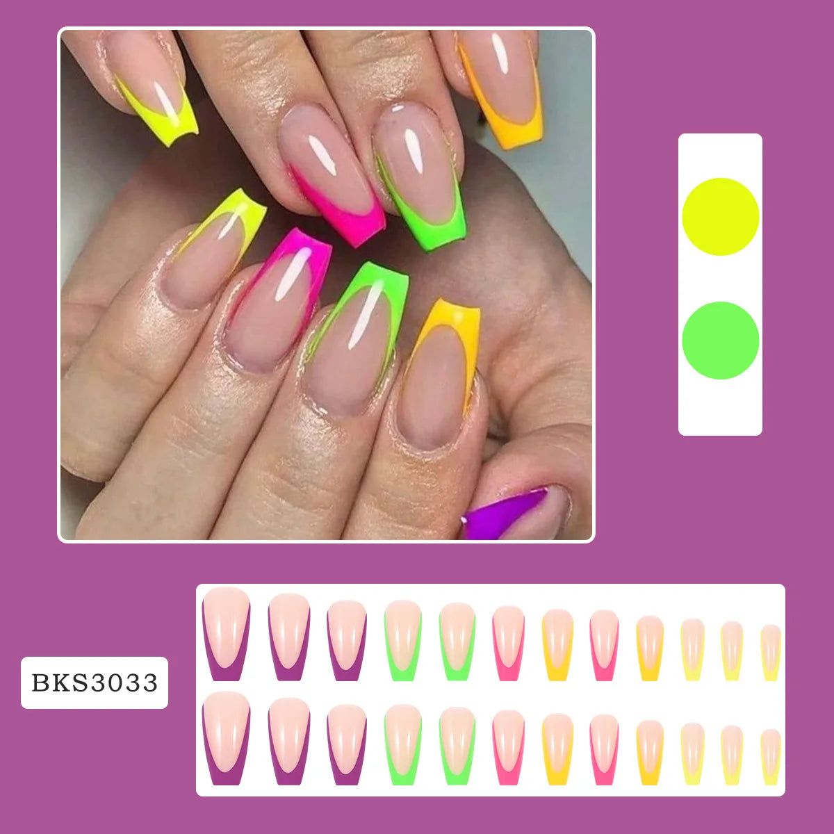 Colorful French Press on Nails with Designs Long Square Head Press on False Nails Wearable Simple Glue Sticks on Nails Fake Nail