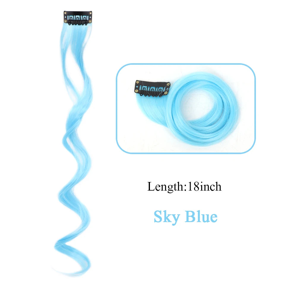 Extensions de cheveux synthétiques longues et bouclées pour femmes, résistantes à la chaleur, à clipser, couleur or, gris, violet, rose, rouge