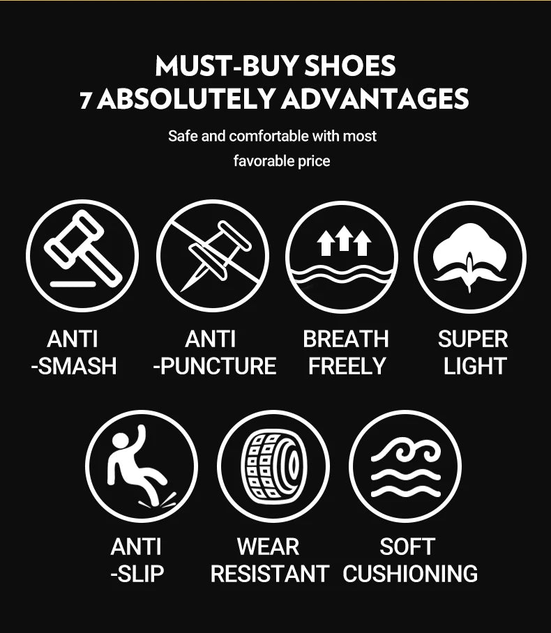 Zapatillas de trabajo con puntera de acero para hombre, zapatos de seguridad a prueba de perforaciones, botas de trabajo, calzado de seguridad indestructible de moda