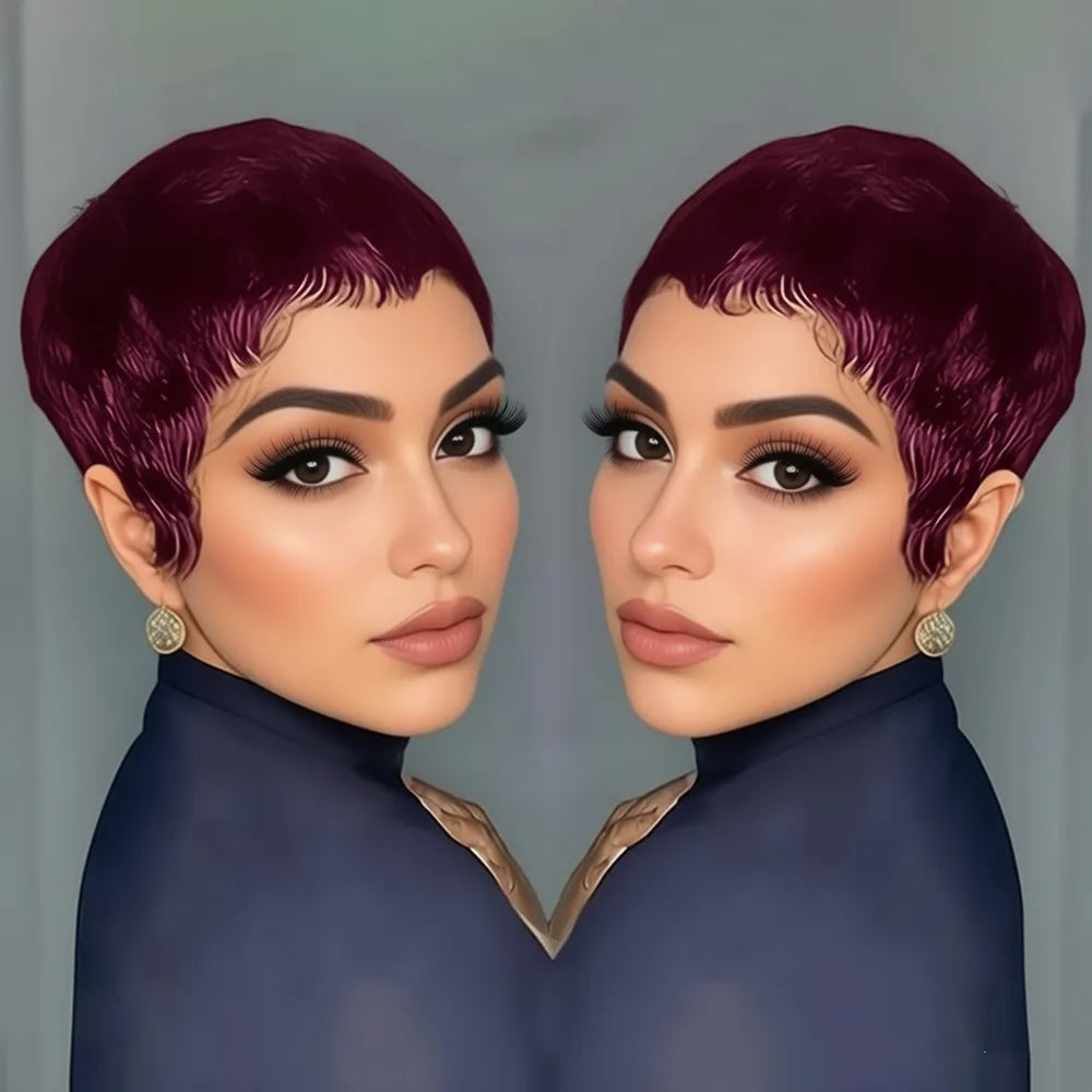 Burgundy Pixie Cut Wig