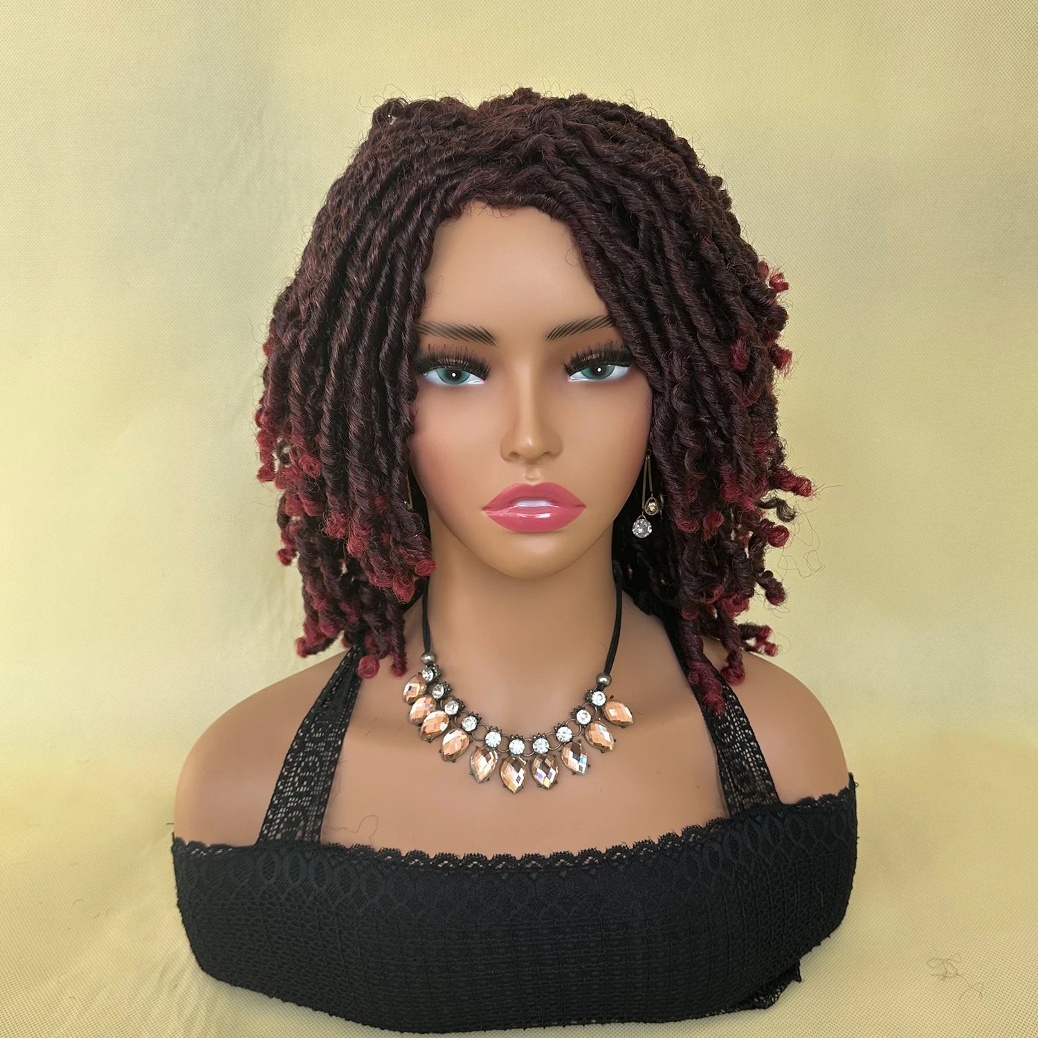 Peluca Afro Bob de rastas, peluca trenzada sintética de ganchillo con rastas falsas, versátil estilo de rastas cortas para mujer
