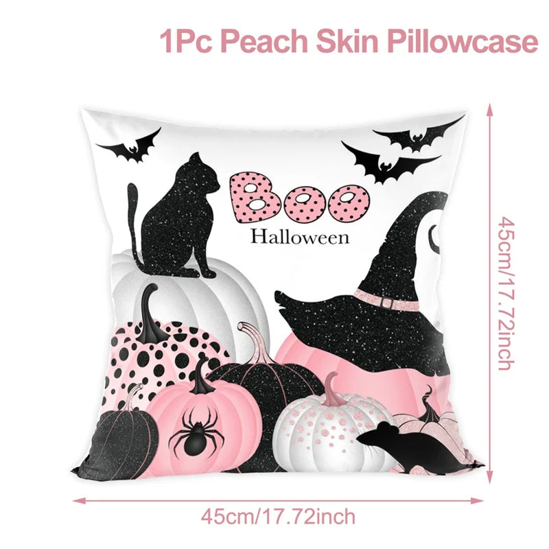 Funda de cojín de lino de Halloween, funda de almohada con temática de truco o trato, funda de almohada de calabaza y fantasma de dibujos animados, decoración para fiesta de Halloween 2025