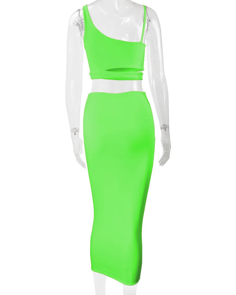 Conjuntos de faldas de verano para mujer, top corto sin tirantes con aberturas + conjuntos de falda ajustada elástica de cintura alta, trajes de dos piezas sexys para mujer a la moda