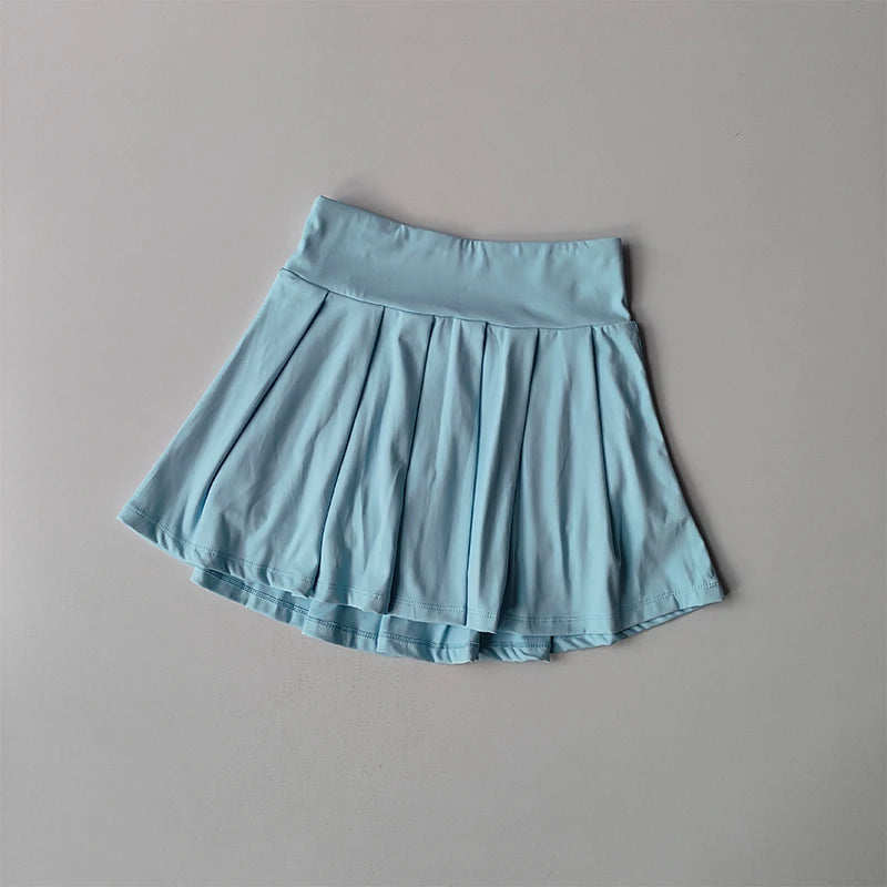 Falda de tenis para mujer, conjunto de yoga de verano, camiseta de manga corta, maratón, bádminton, golf, falda deportiva, conjunto deportivo de fitness