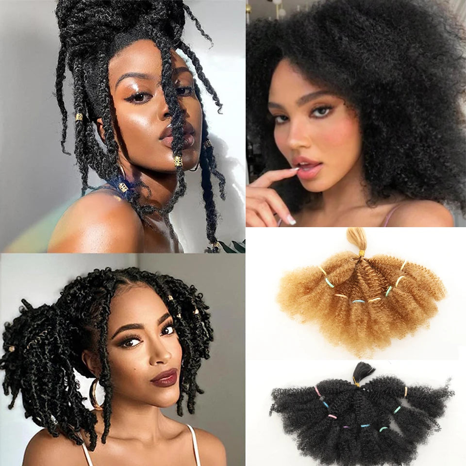 Peluca sintética afro Kinky de 12 pulgadas, 1 paquete (8 mechones/paquete), peluca de trenzas afro rizadas, peluca trenzada afro, trenzas de ganchillo rizadas