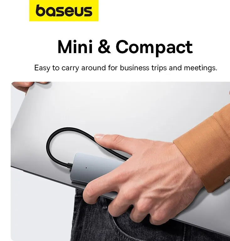 Baseus Hub USB de 4 puertos, Hub de ABS USB 3.0 para portátil, Adaptador Divisor Múltiple para Xiaomi Lenovo Macbook Accesorios de PC Ordenador