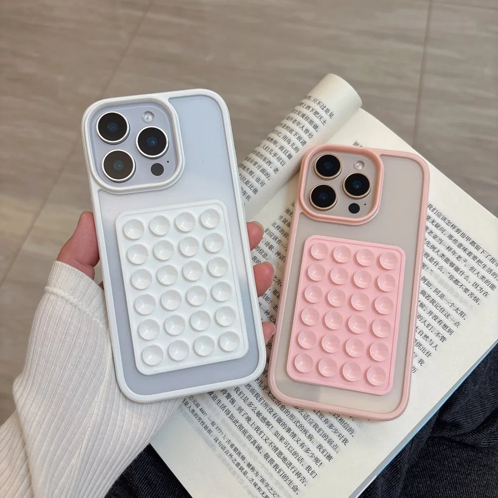 Coque de téléphone 3D avec ventouse et airbag pour iPhone 16, 15, 14, 13, 12, 11 Pro Max, XR, X, XS, 7, 8 Plus, transparente, antichoc