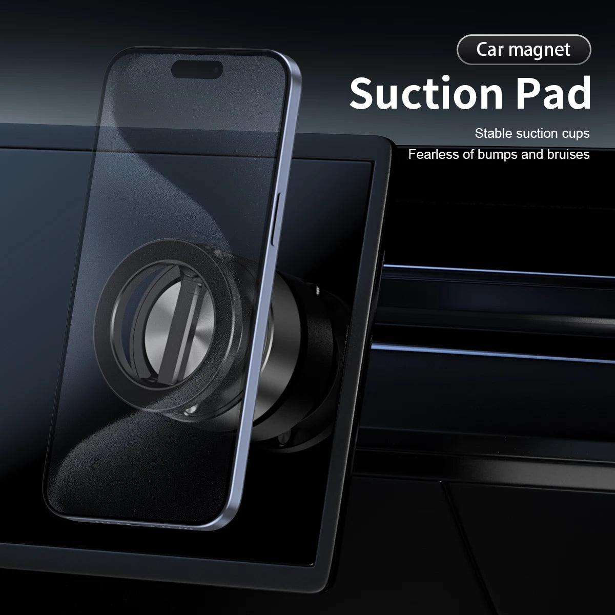 Support de téléphone de voiture double face, support d'adsorption magnétique sous vide avec chargeur sans fil, support de téléphone de voiture rotatif à 360 degrés