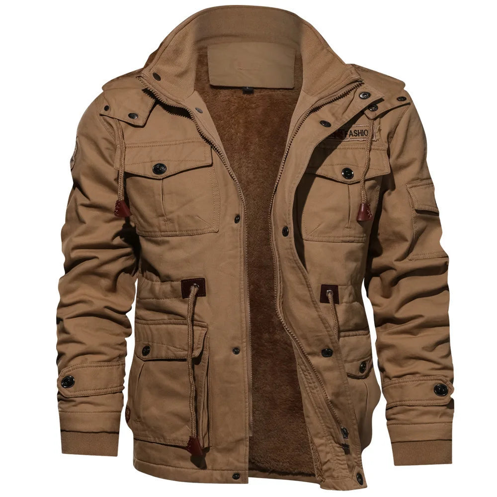 Herrearbeidsklær, tykk, kuldebestandig høst- og vinterjakke, varm, løs og glidelåscardigan for menn, herrejakke Jacket Jacket