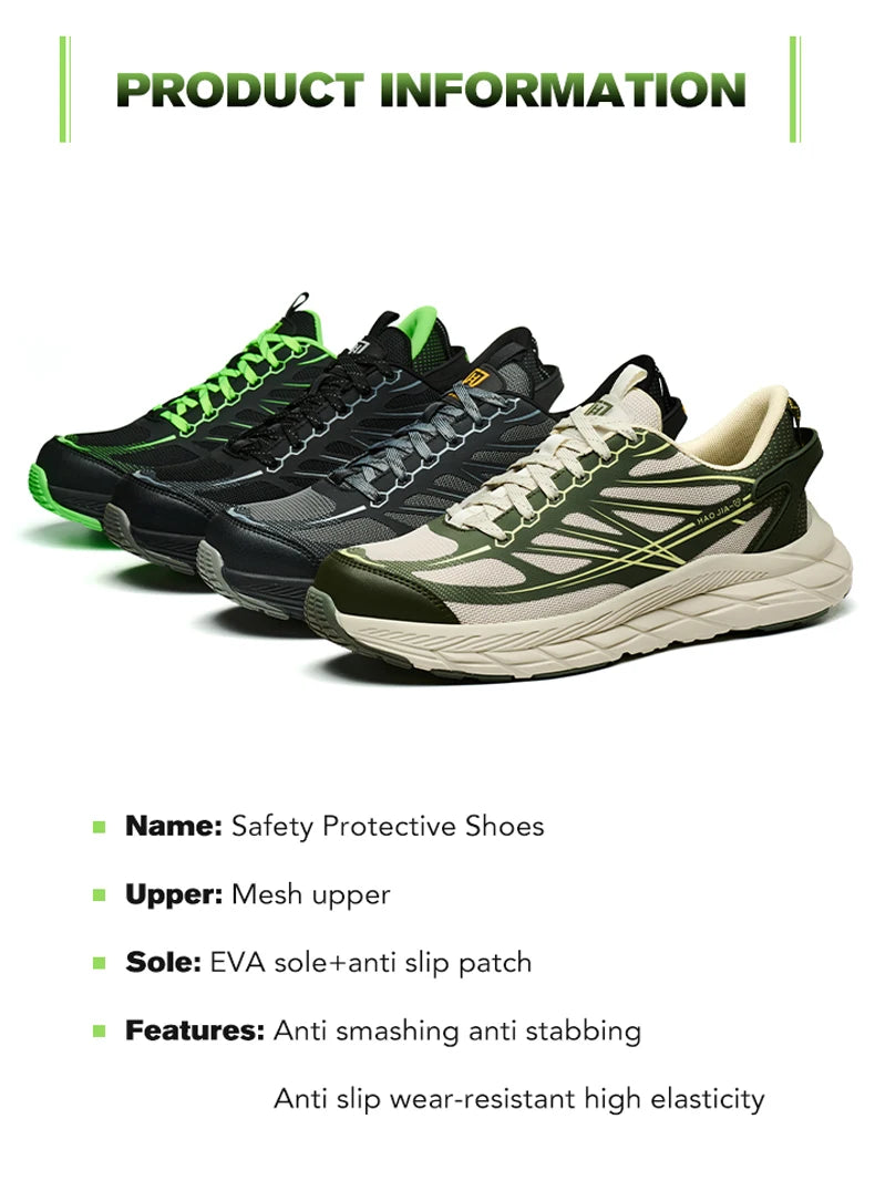 Zapatillas de trabajo ligeras con puntera de acero, calzado de seguridad para hombre, anticolisión, antipunzón, indestructible, transpirable