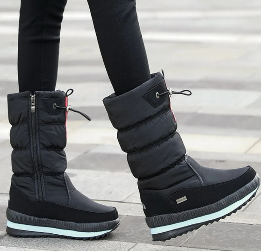 Botas de nieve para mujer, botas de invierno con plataforma, impermeables, antideslizantes, de felpa y piel, de media caña, botas de moda cálidas para mujer, Botas Mujer