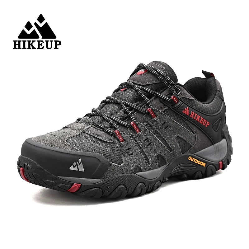HIKEUP Zapatillas de senderismo para hombre de cuero de ante, calzado de exterior resistente al desgaste, zapatillas tácticas de trekking, senderismo y caza para hombre