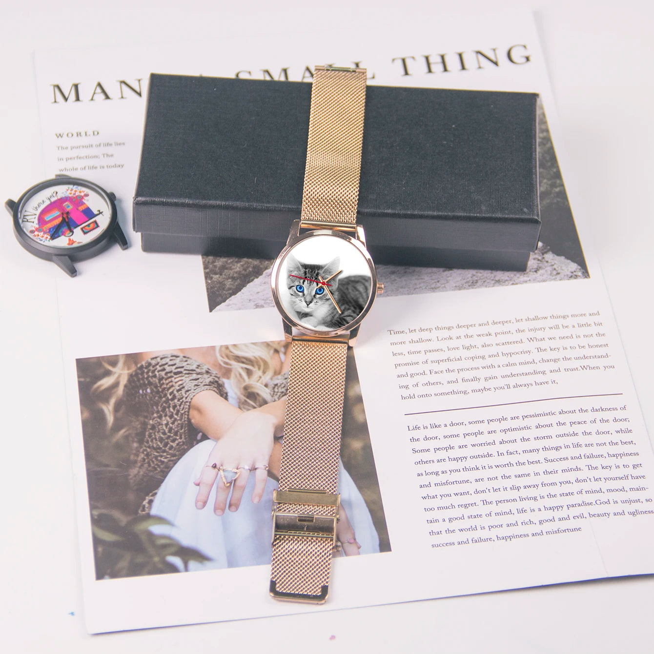 Relojes para Hijo Amiga Mujer Esposa Familia Logo Gato Reloj de Pulsera para Mujer Esfera DIY Cuarzo Esposas Mascota Foto Personalizada