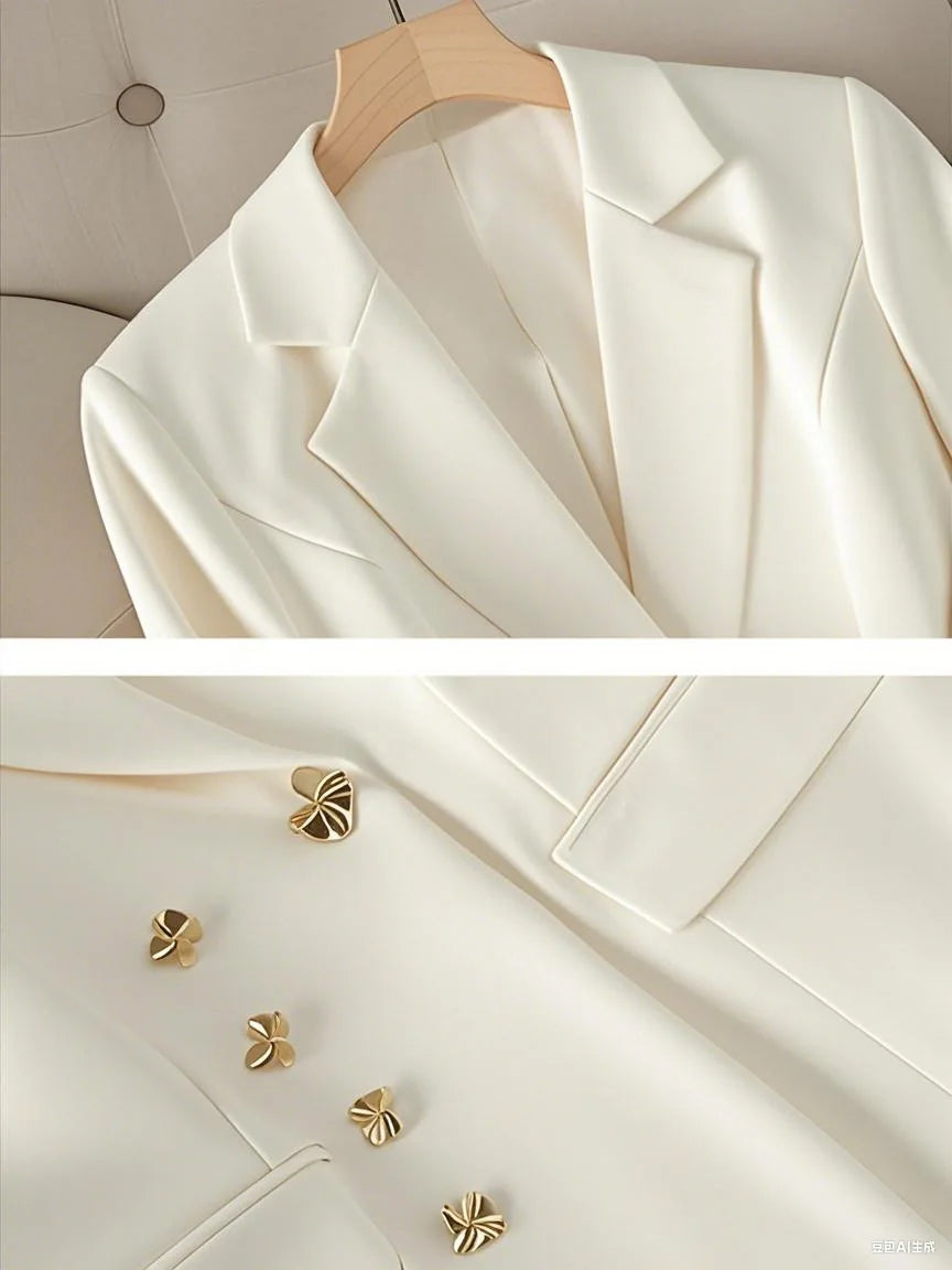 Conjunto de dos piezas de traje pantalón para mujer, trajes de negocios, ropa de trabajo, blazer formal y pantalón 2025