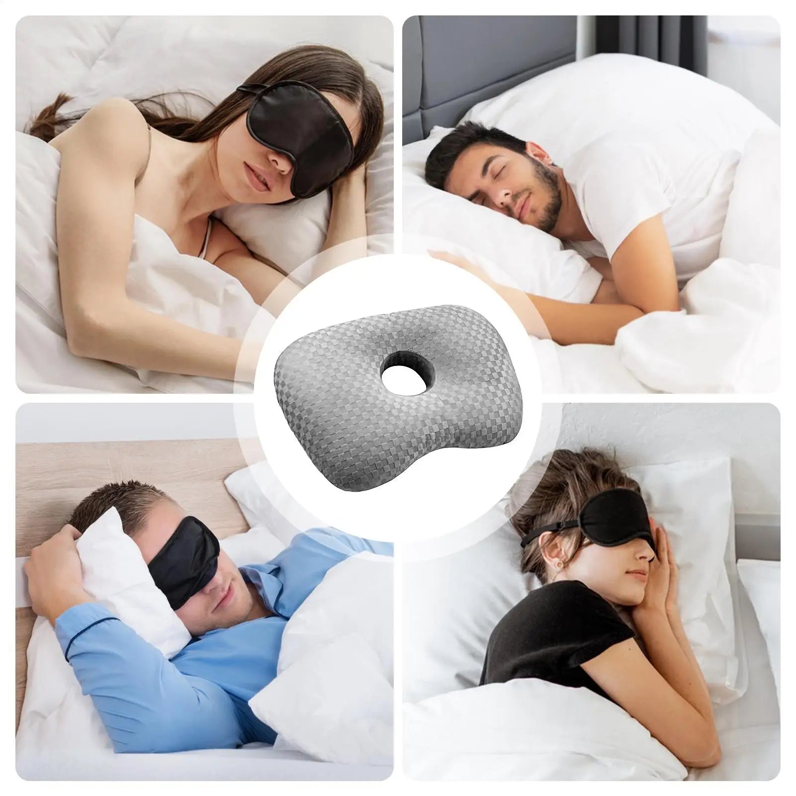 Piercingpute Sidesovere Donutpute med hull Ergonomisk ubehagsreduserende Reisepute for kontorer Biltur