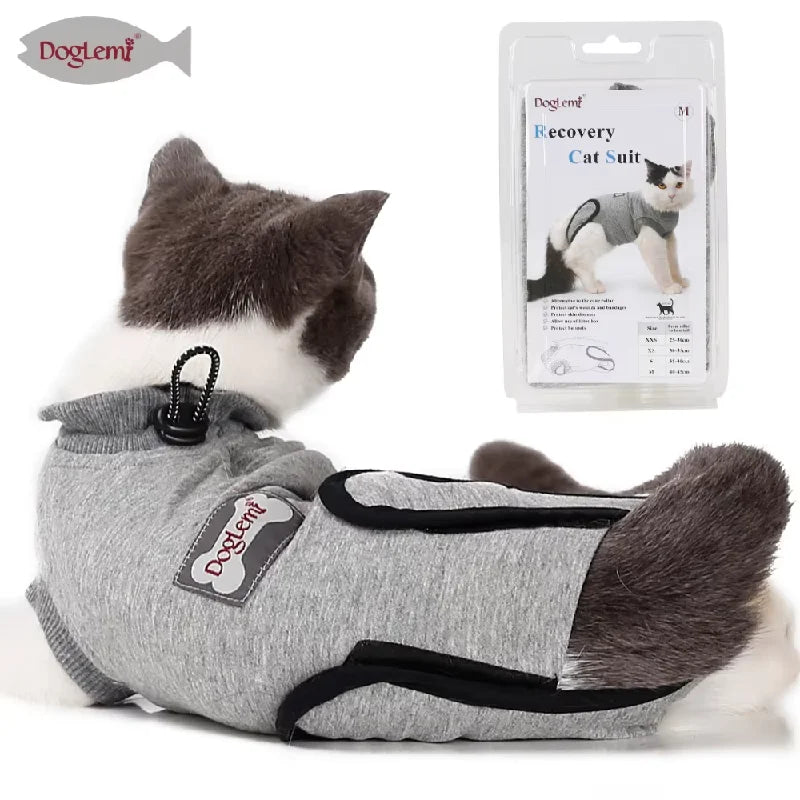 Anti-slikking klær for katter, steriliseringsklær for katter, kastrering, kirurgi, restitusjonsdrakt for katter, avvenning, pustende valpevest med ripebeskyttelse