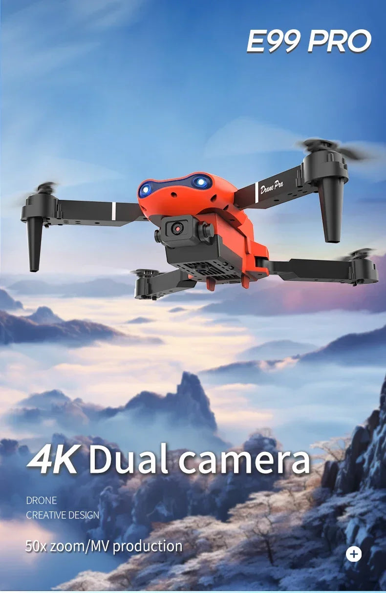 Dron RC 2024 E99Pro profesional 4K con cámara HD gran angular de 1080P, helicóptero plegable, WIFI FPV, función de mantenimiento de altura, juguete de regalo
