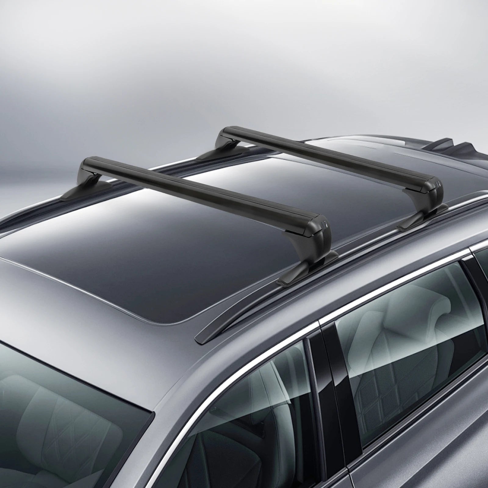 Baca de Techo Universal para Coche con Cerradura 100cm, Portaequipajes de Aluminio, Uso Universal para Coches de 4 o 5 Puertas