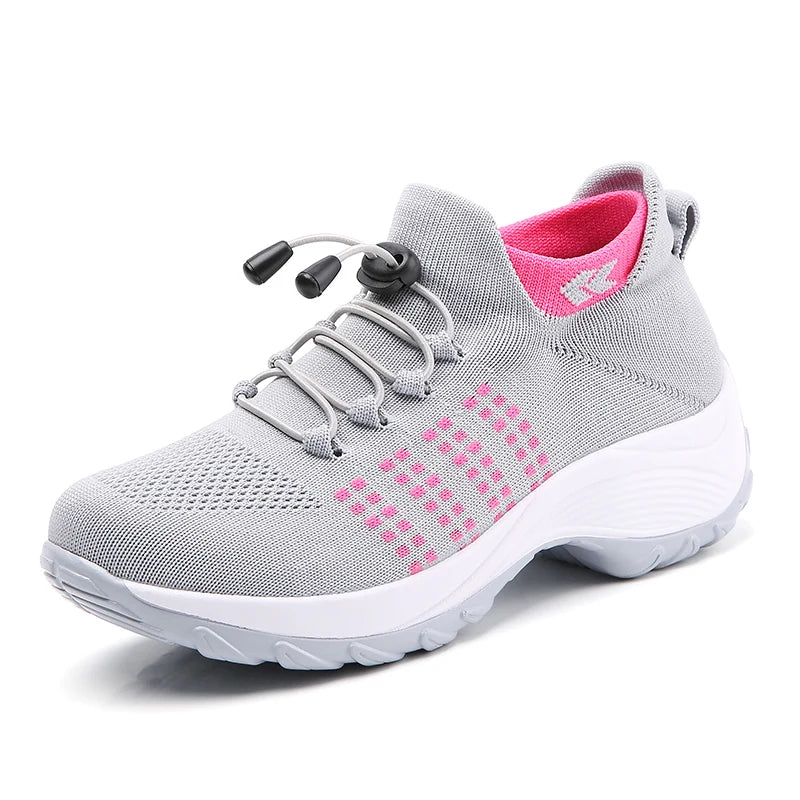 Zapatillas de deporte para mujer, zapatillas de moda con tejido de mosca, zapatillas tipo calcetín, transpirables, cómodas, para enfermería, mocasines casuales de plataforma antideslizantes