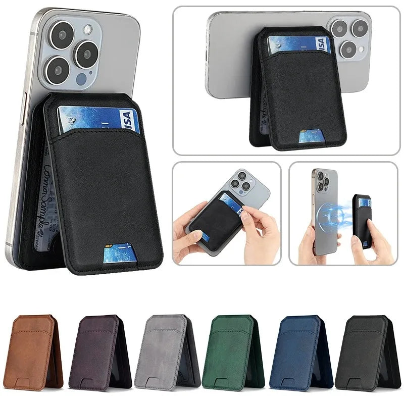 For Magsafe Magnetic Pu Leather Wallet Stand Credit Card Holder for Iphone 16 15 14 13 12 Pro Max Card Holder Phone Bag Cover