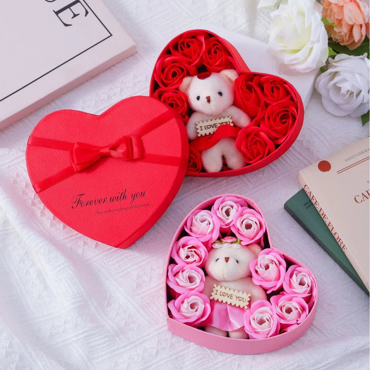 Caja de regalo de jabón Oso Rosa