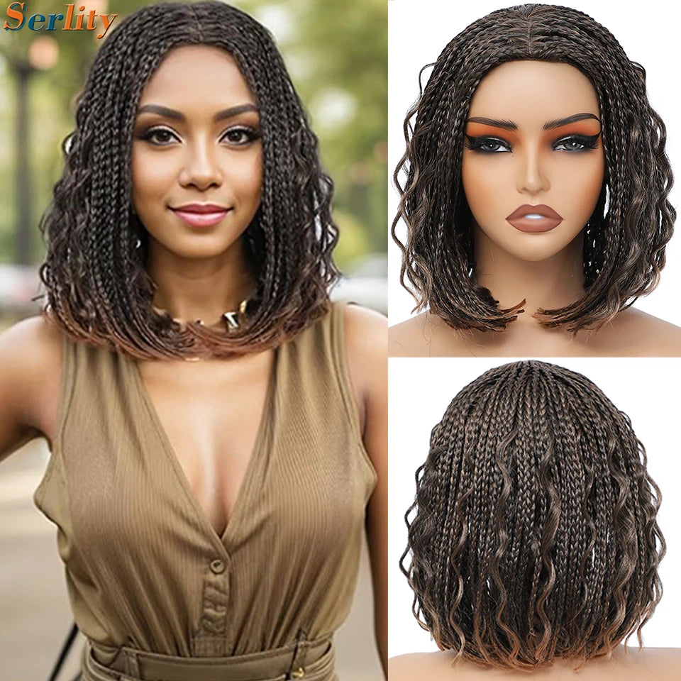 Pelucas de trenzas de caja estilo Bob para mujeres negras, de 12 pulgadas, pelucas de pelo sintético trenzado a ganchillo en oferta, liquidación, peluca corta negra