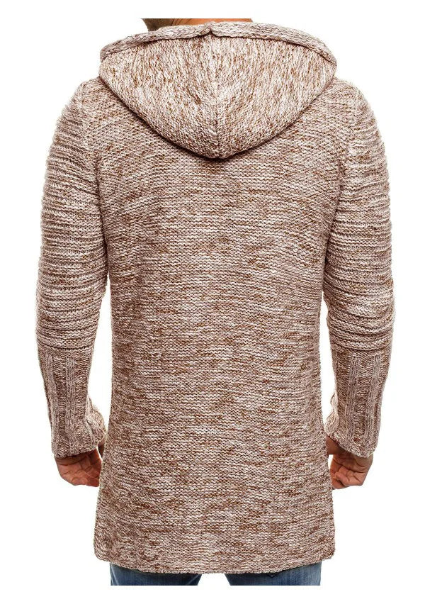 Chaquetas de hombre 2022 primavera otoño nuevo suéter casual para hombre copo de nieve con capucha cárdigan de punto medio largo abrigos de hombre
