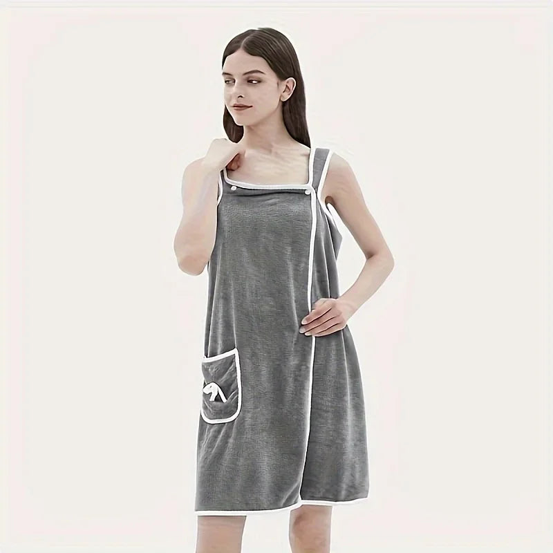 Serviette de bain pour femme, serviette de bain portable, absorbante, en polyester, pour cheveux secs, style long, peignoir lavable