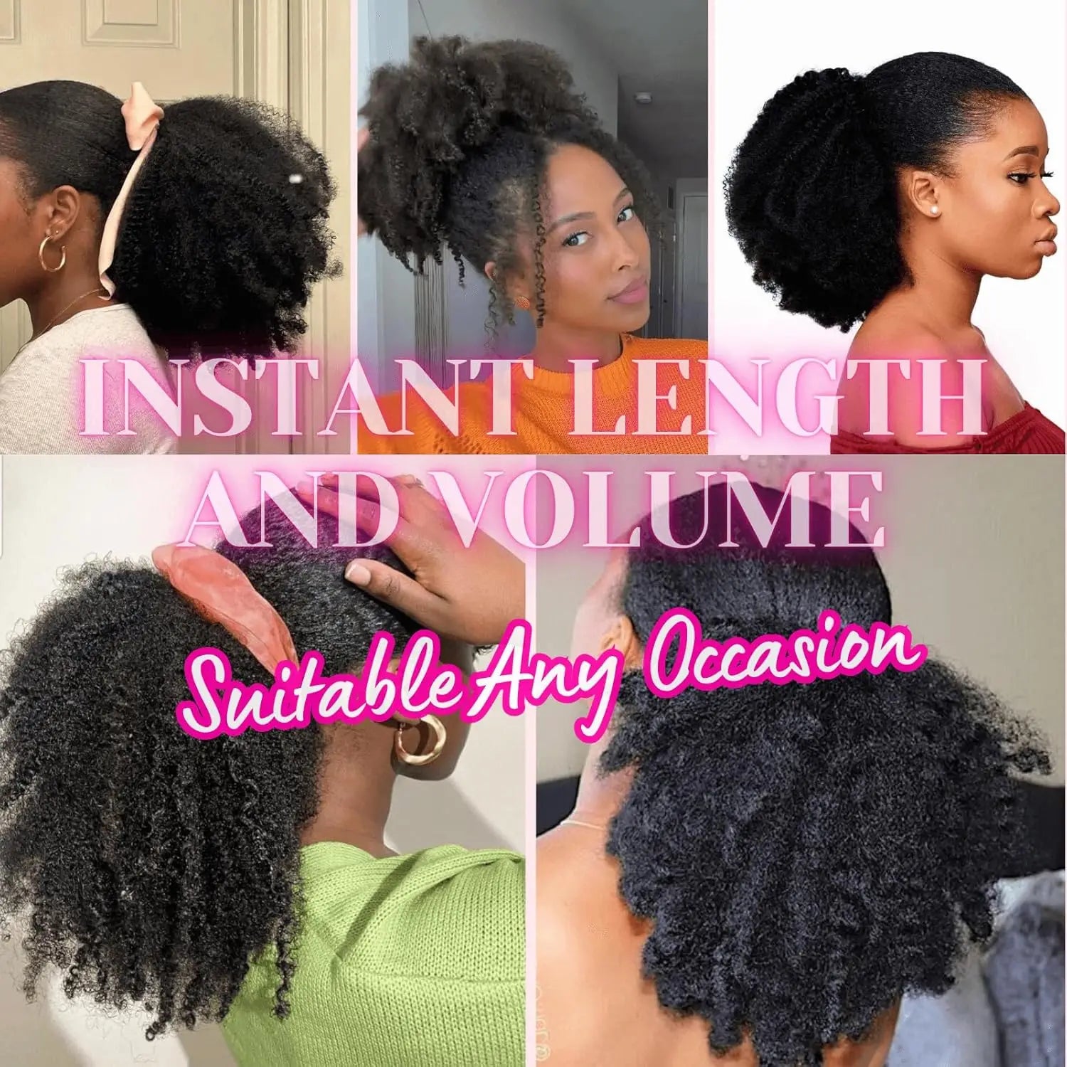 Queue de cheval courte de 10 pouces en cheveux Marley, cordon de serrage, chignon afro noir 4C, cheveux de tressage avec pinces, queue de cheval synthétique bouclée afro crépu