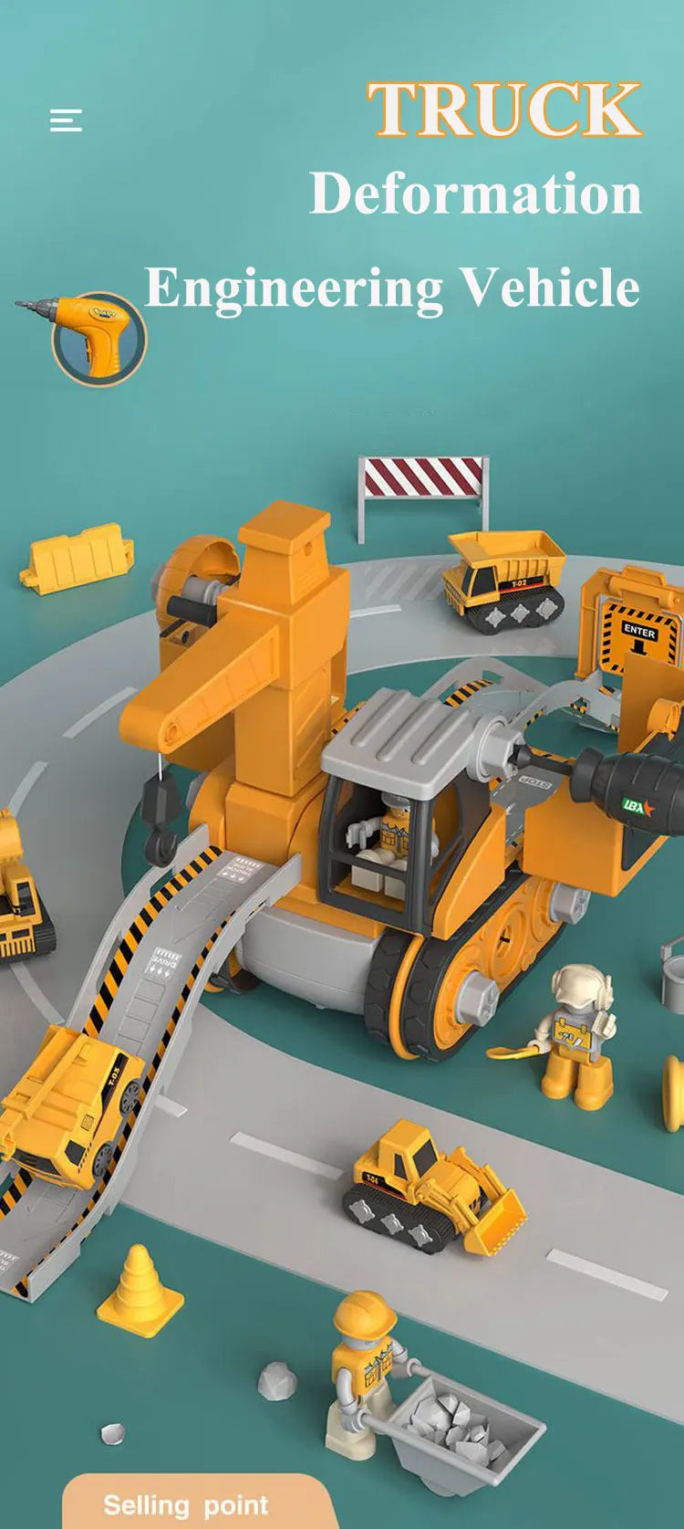 Jouets pour enfants, véhicule d'ingénierie, perceuse électrique, outils, ensembles éducatifs assemblés, outils pour garçons, cadeau de construction d'écrous