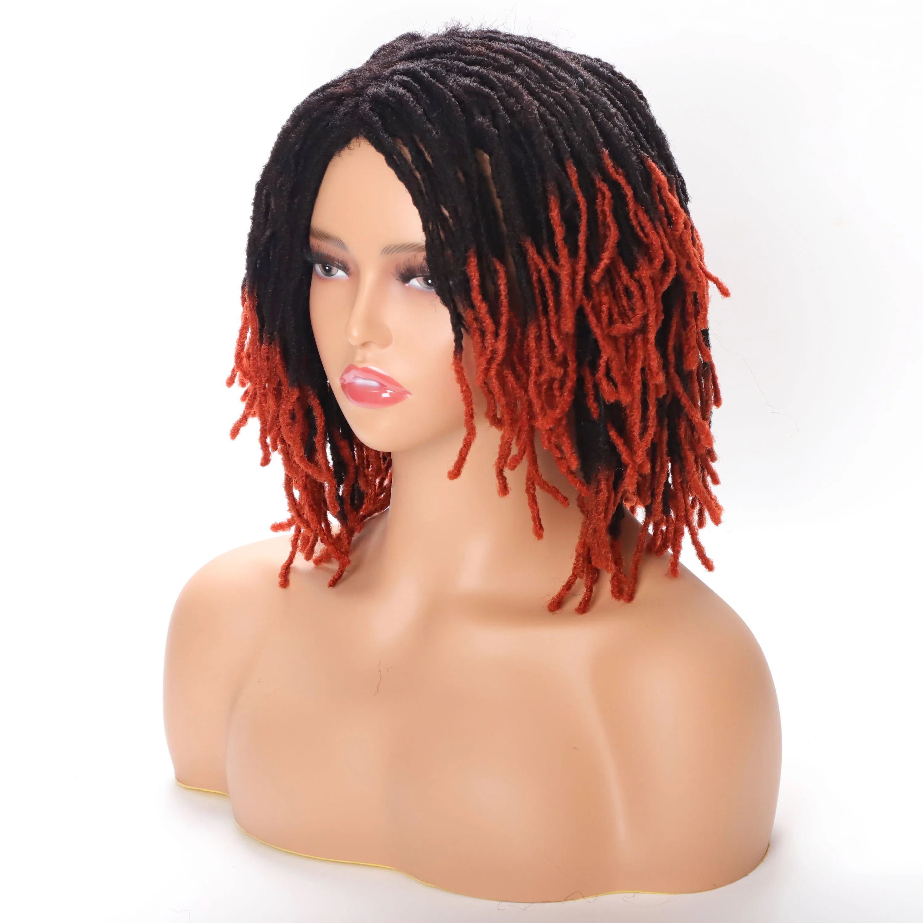 10Inches Braided Wigs Afro Bob Wig Synthetic DreadLock Wigs For Black Woman Short Curly Ends Cosplay Yun Rong Hair