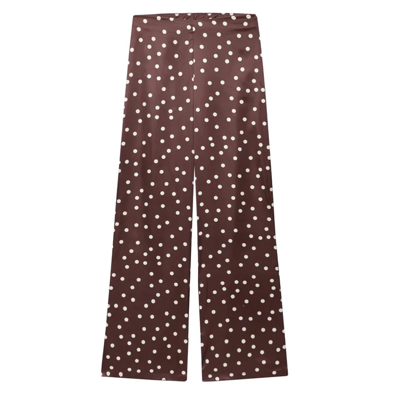 Conjunto de pantalón TRAF de 2 piezas para mujer, pantalones anchos, conjuntos lisos, tops y camisolas sin tirantes, conjunto de dos piezas para mujer, top corto y conjunto de pantalón 088