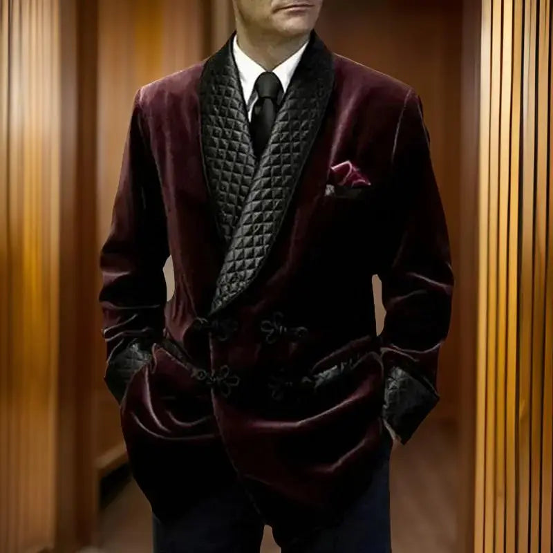 1 Piece Long Men Suit Jacket for Wedding Shawl Lapel Velvet Smoking Suit Blazer for Dinner Party Coat Ready to Ship
