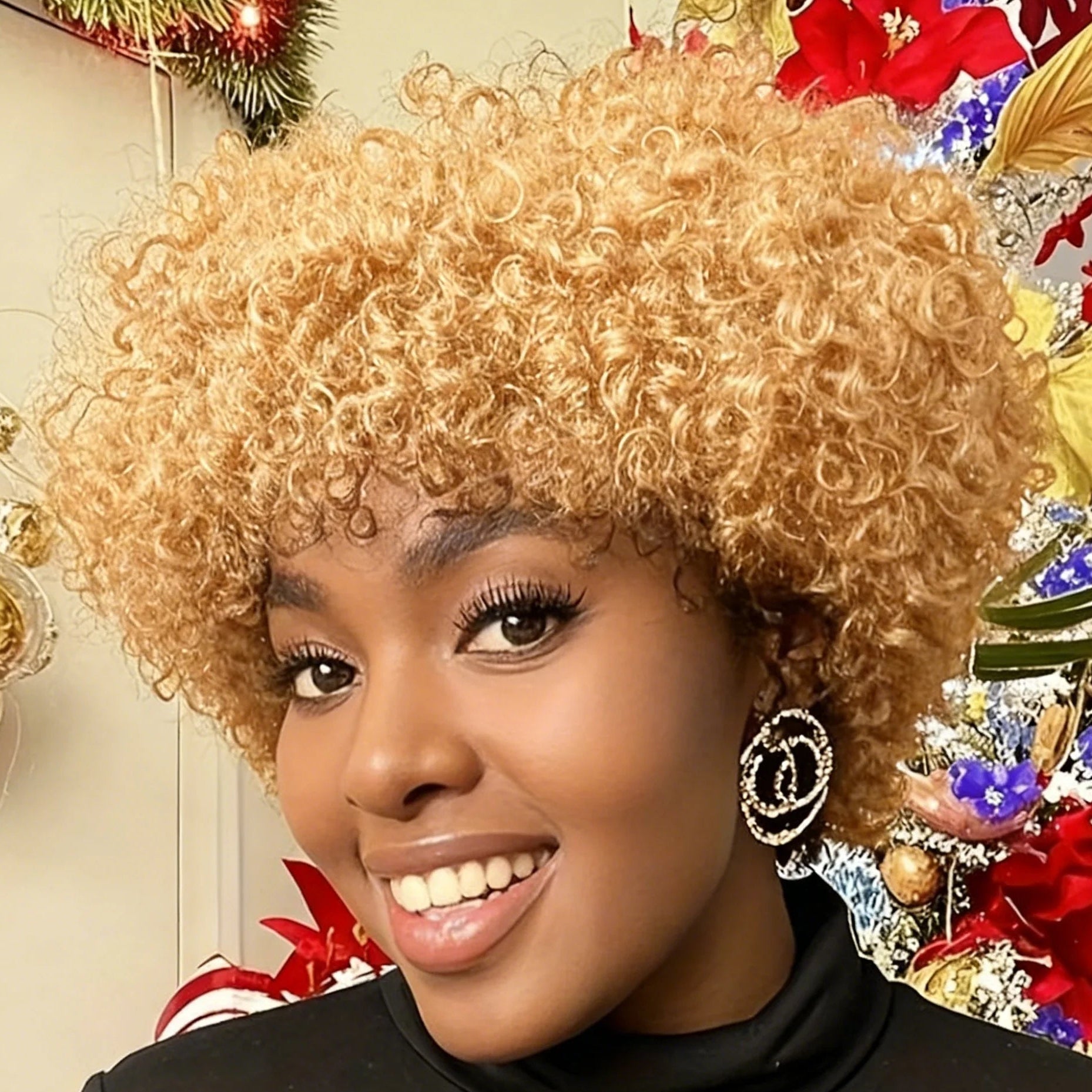 Peluca de cabello humano rizado afro