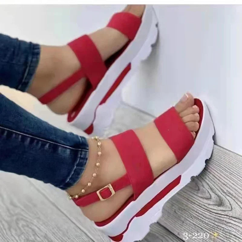 Sandalias de cuña para mujer, nuevas sandalias de verano para mujer, zapatos de plataforma baja, sandalias de tacón, zapatos de moda, calzado de mujer, zapatos de cuña