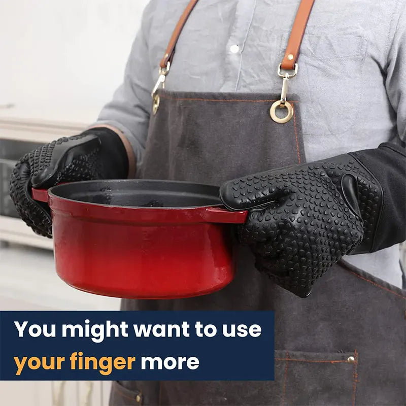 Guantes de horno de silicona profesionales extralargos con forro acolchado Guantes de horno para parrilla resistentes al calor duraderos Herramientas para hornear