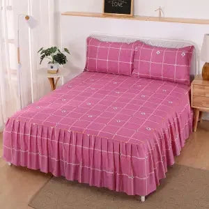 Colcha y cubrecama estilo coreano con volantes de cama transpirables, antimanchas y sin encogimiento, protector Simmons