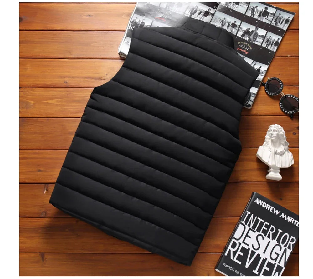 Chalecos sin mangas para hombre, moda de invierno, chalecos de algodón acolchados para hombre, abrigos, chalecos cálidos con cuello alto para hombre, ropa 5XL