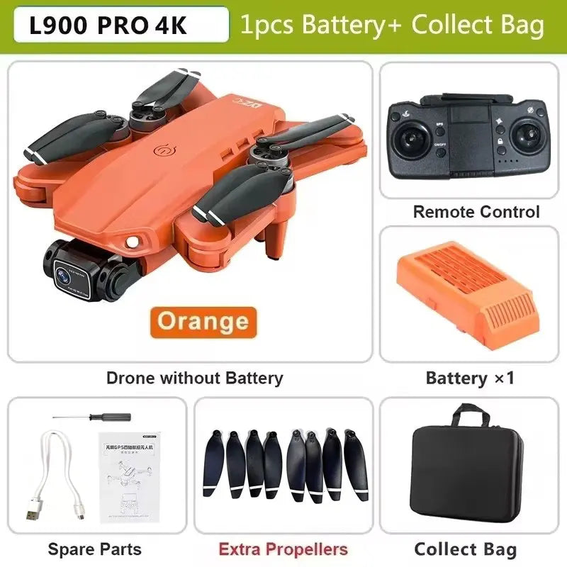 Dron L900 Pro GPS 4K Profesional HD Doble Cámara 5G Wifi Fotografía Plegable Sin Escobillas Quadcopter RC Distancia 1.2KM Drones Juguete