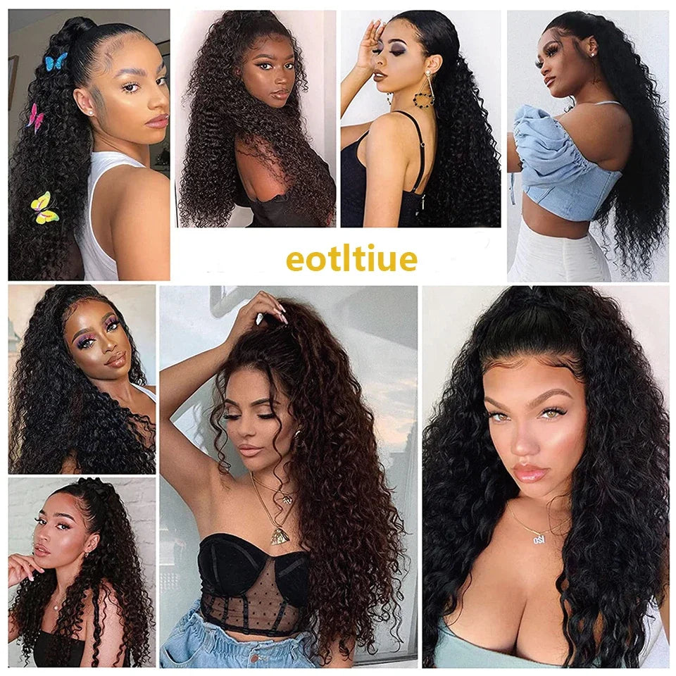 Ponytail Human Hair Drawstring Afro Curly Ponytails 100% Human Natural Hairpiece Curly Ponytail 100% Human Hair Kinky Ponytail