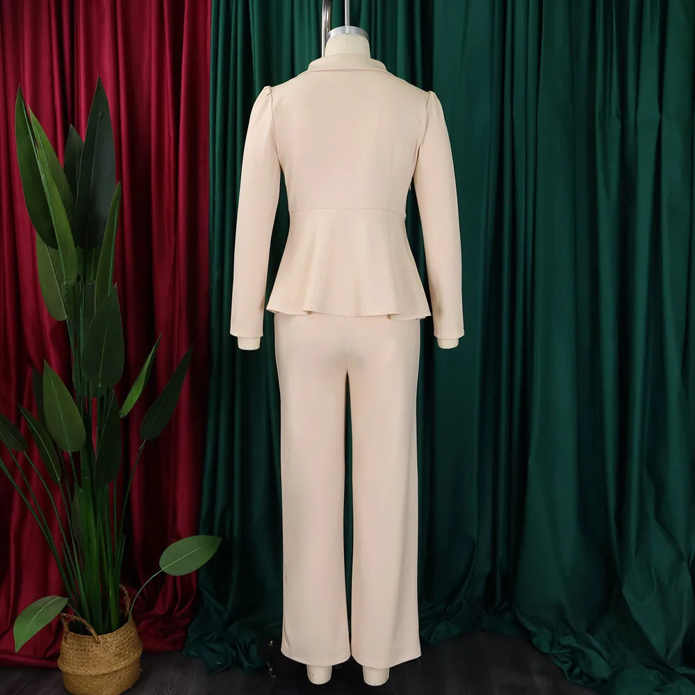 2-delt buksedress med vide ben for kvinner, formelt buksesett, elegant bryllupsfestkjole, kontorarbeid, forretningsantrekk, formelt antrekk