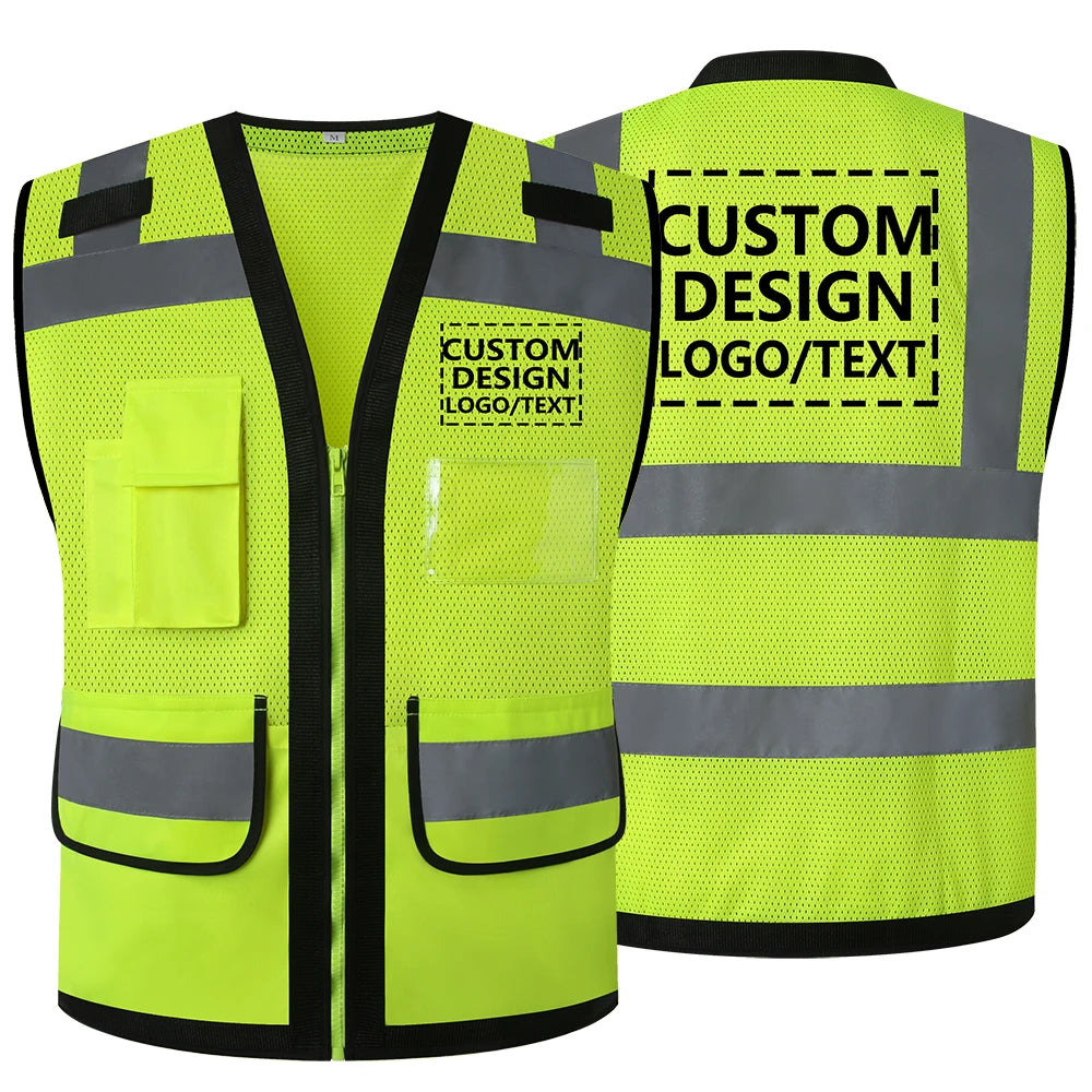 Chaleco de trabajo con logotipo personalizado para hombre, chaleco de alta visibilidad, chaqueta de trabajo, personalizado con logotipo y texto.