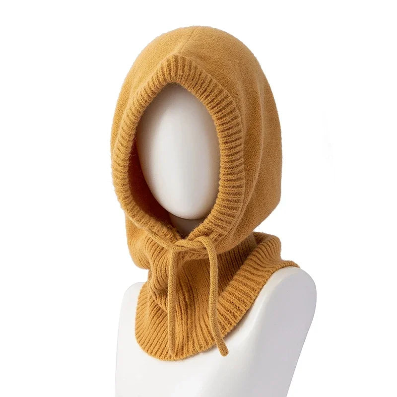 Cagoule d'hiver à capuche pour femme, coupe-vent, en tricot, idéal pour les voyages en plein air